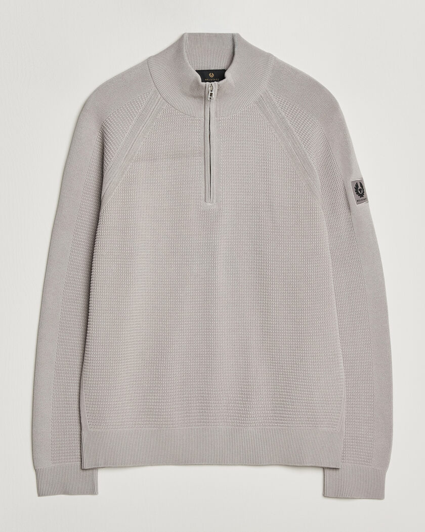 Belstaff Bradwell Cotton Knitted Quarter Zip Concrete – Grijs