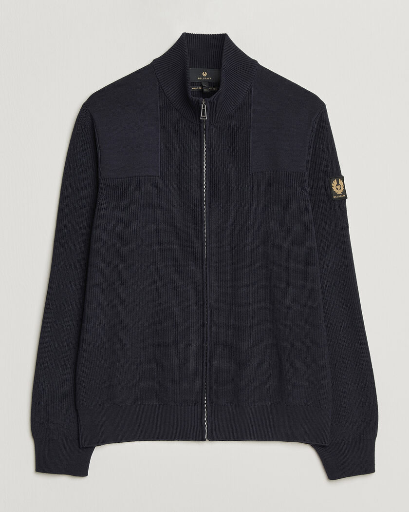 Belstaff Commander Knitted Full Zip Dark Ink – Bleu