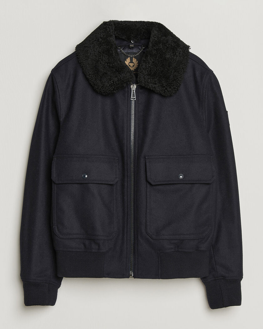 Belstaff Welder Wool Bomber Jacket Dark Ink – Blauw