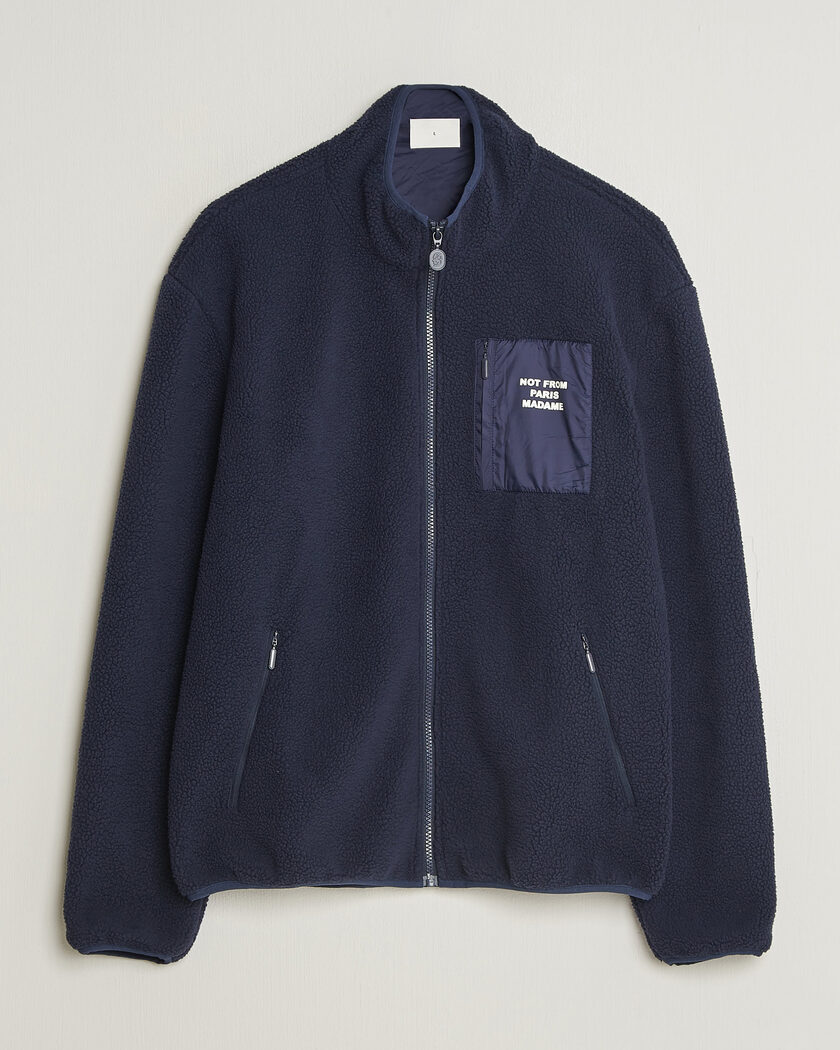 Drôle de Monsieur Slogan Sherpa Jacket Navy – Bleu