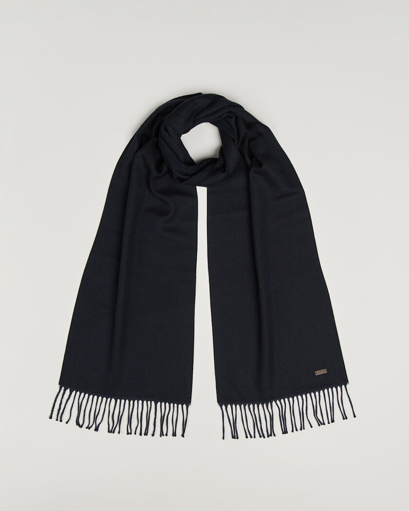 Eton Twill Merino Wool Scarf Navy Blue – Blauw