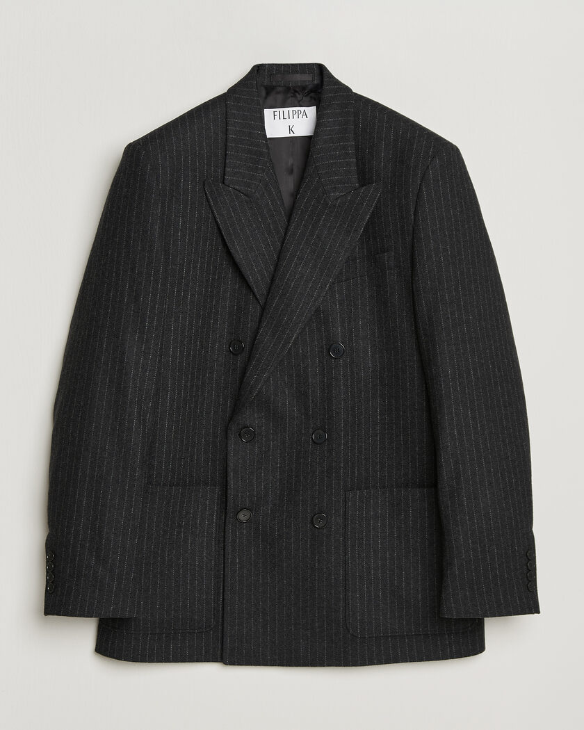 Filippa K Michael Wool Flannel Pinstriped Blazer Anthracite – Grijs