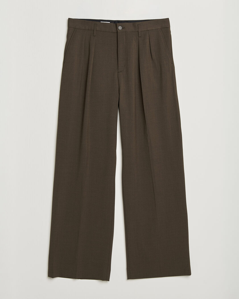 Filippa K Milo Wide Wool Trousers Walnut Brown – Marron
