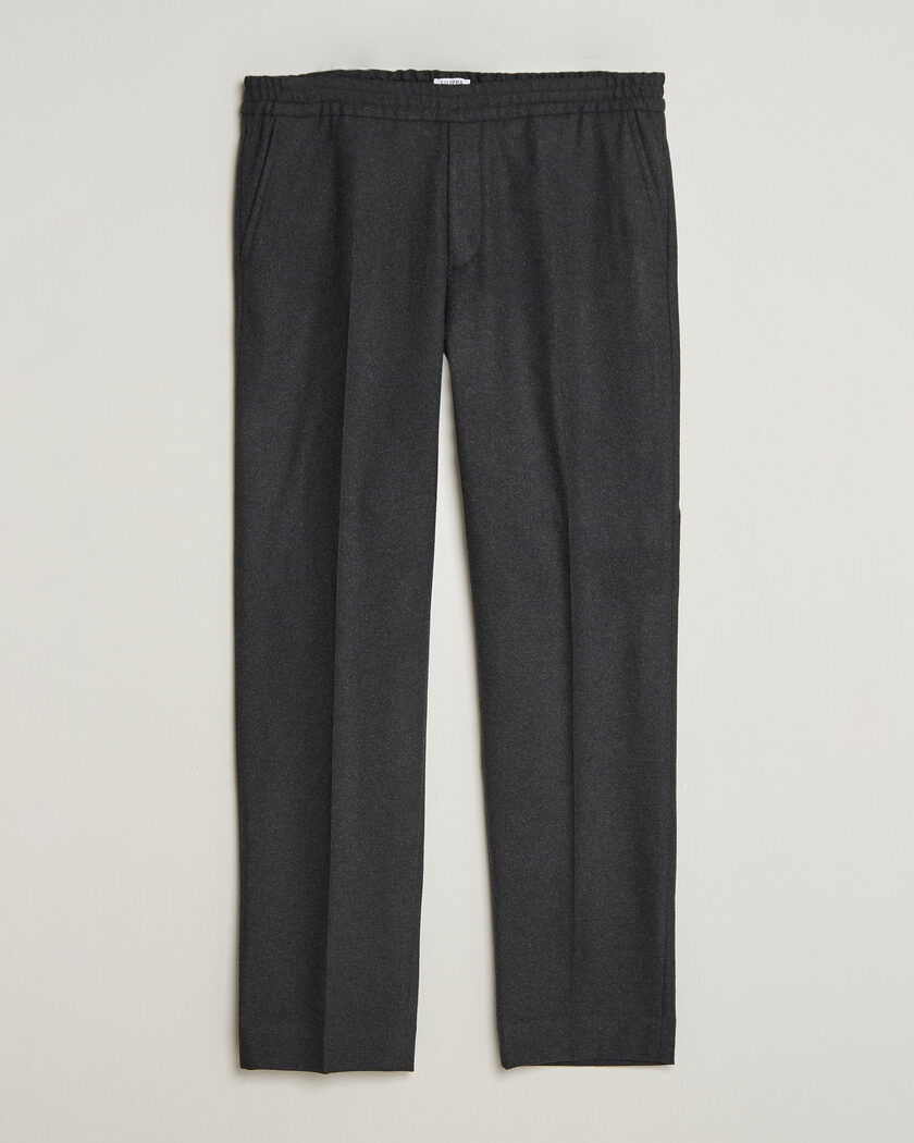 Filippa K Theo Relaxed Flannel Trousers Anthracite Melange – Gris