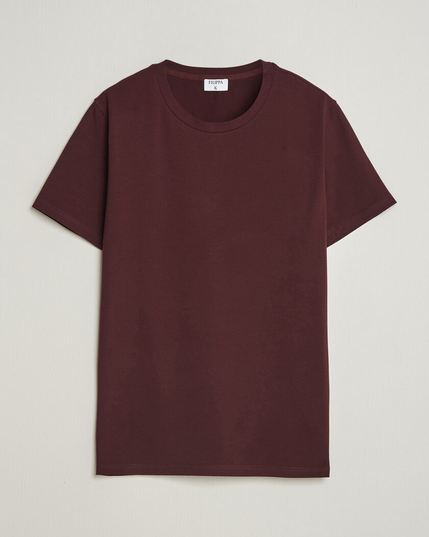 Filippa K Soft Lycra T-Shirt Dark Burgundy – Rood