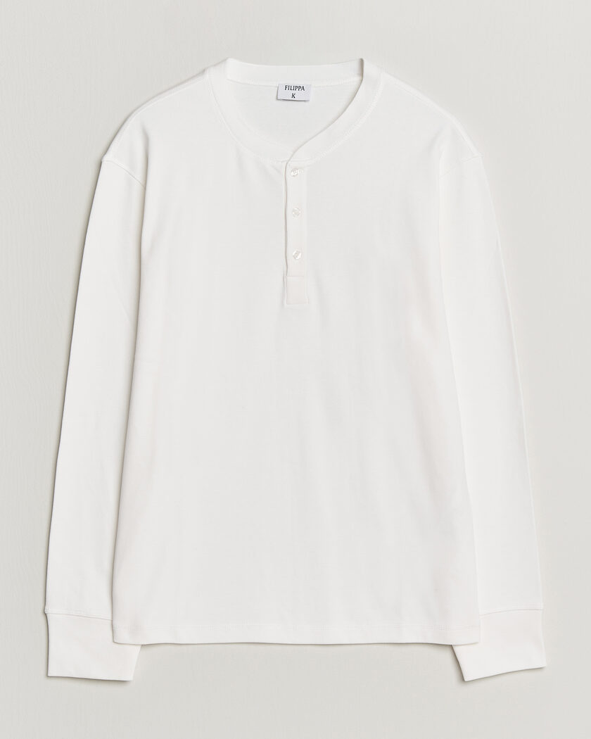 Filippa K Cotton Rib Henley White – Blanc