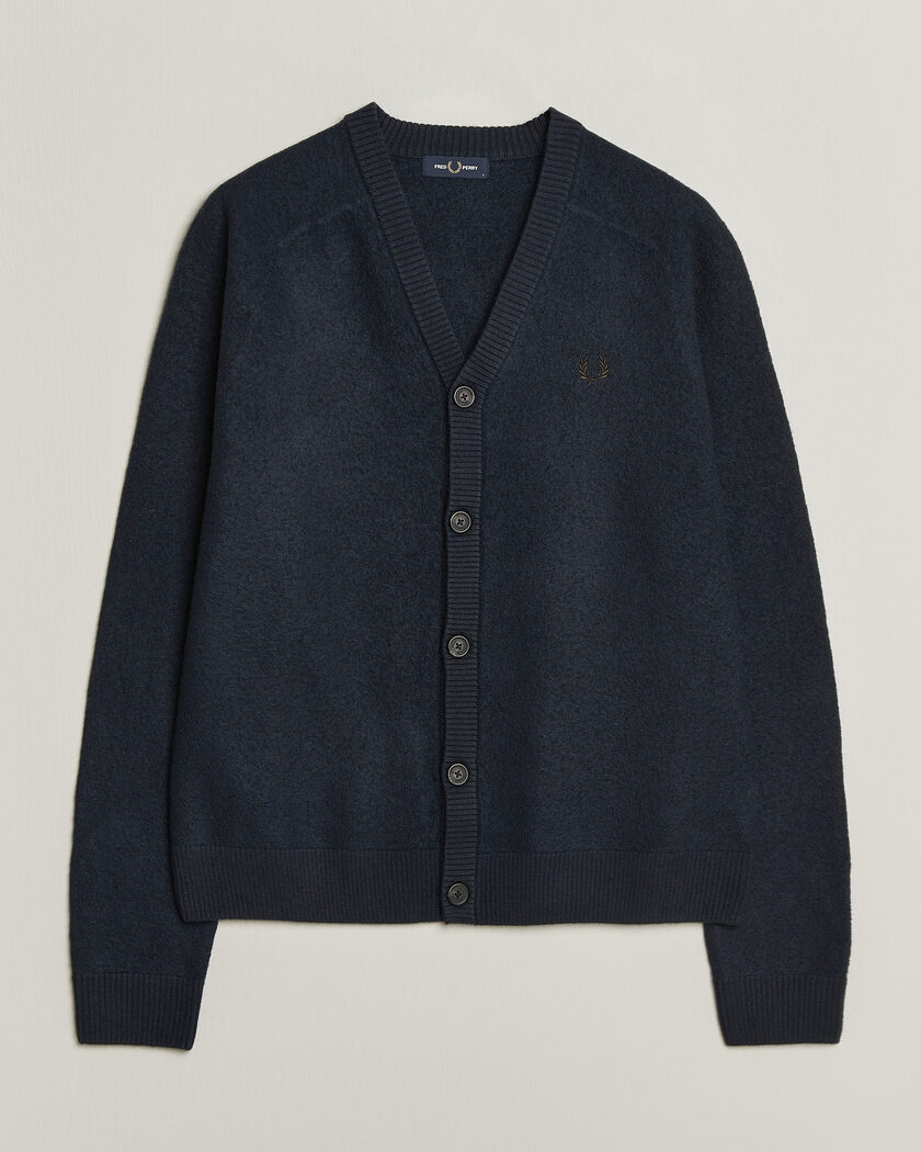 Fred Perry Wool Saddle Sleeve Cardigan Navy – Bleu
