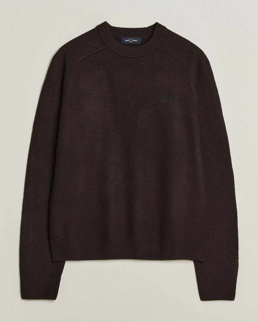 Fred Perry Wool Saddle Sleeve Crew Neck Rich Brown – Marron