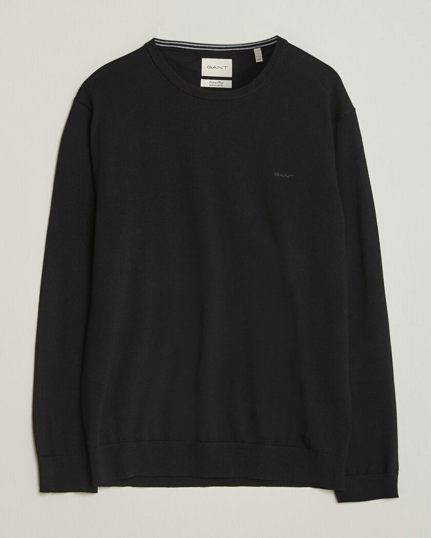 Gant Extrafine Merino Knitted Crew Neck Black – Noir