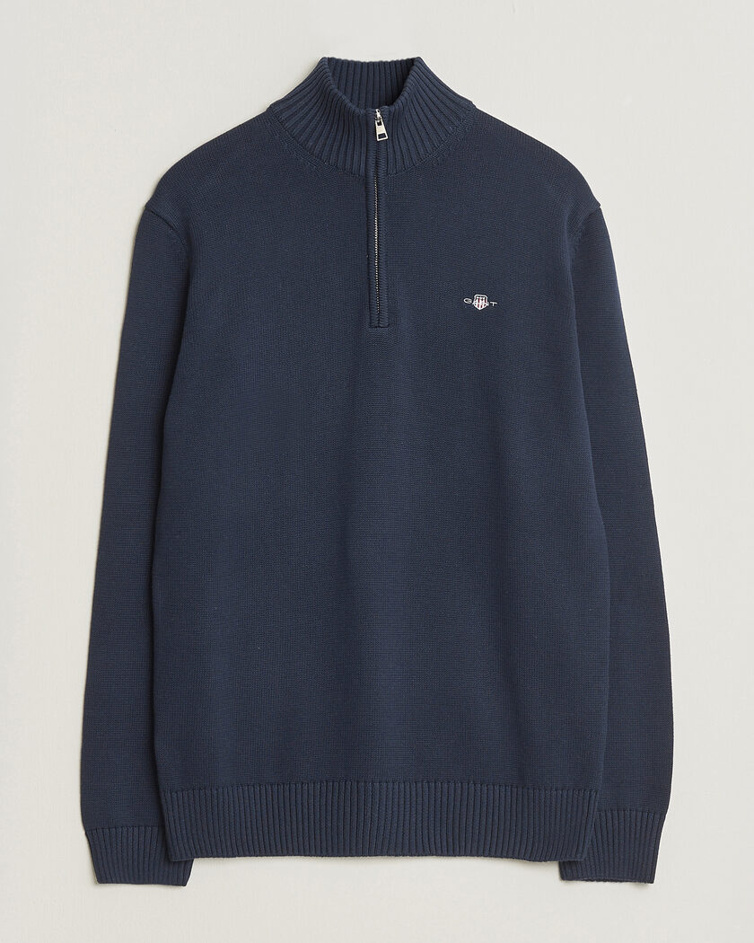Gant Casual Cotton Knitted Half Zip Evening Blue – Bleu