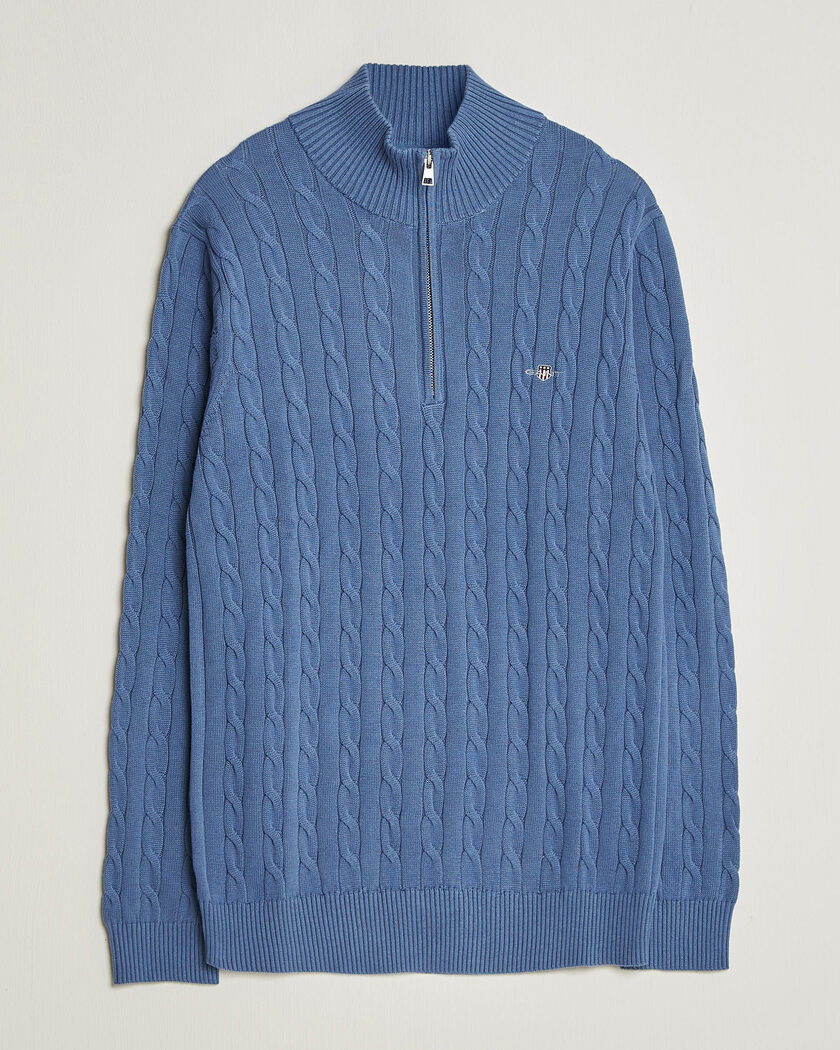 Gant Cotton Cable Half Zip Blue Horizon – Bleu