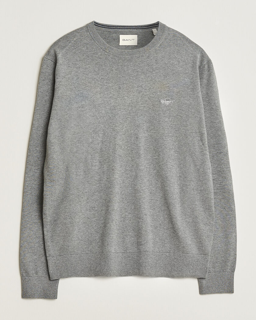 Gant Classic Cotton Crew Neck Dark Grey Melange – Gris