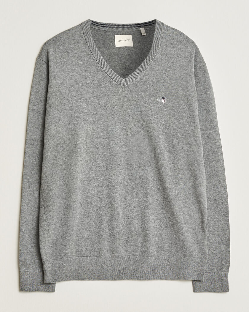 Gant Classic Cotton V-Neck Dark Grey Melange – Gris