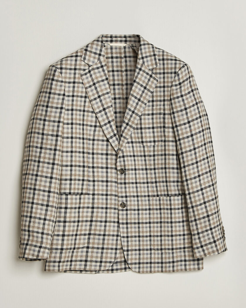 Gant Wool/Linen Checked Blazer Cream – Blanc