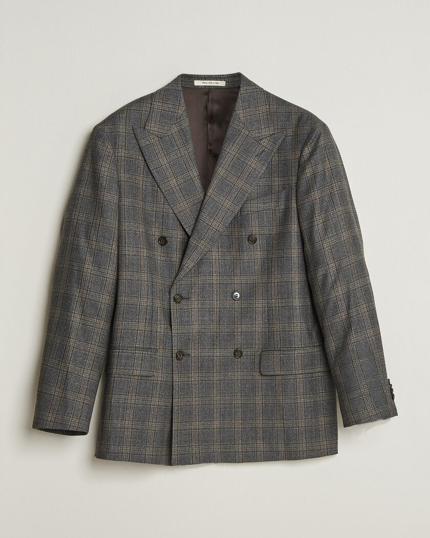 Gant Wool Glencheck Double Breasted Blazer Ceramic Grey – Grijs
