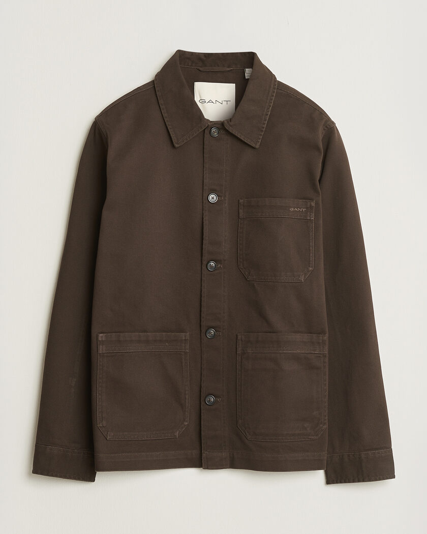 Gant Regular Fit Brushed Twill Overshirt Black Brown – Bruin