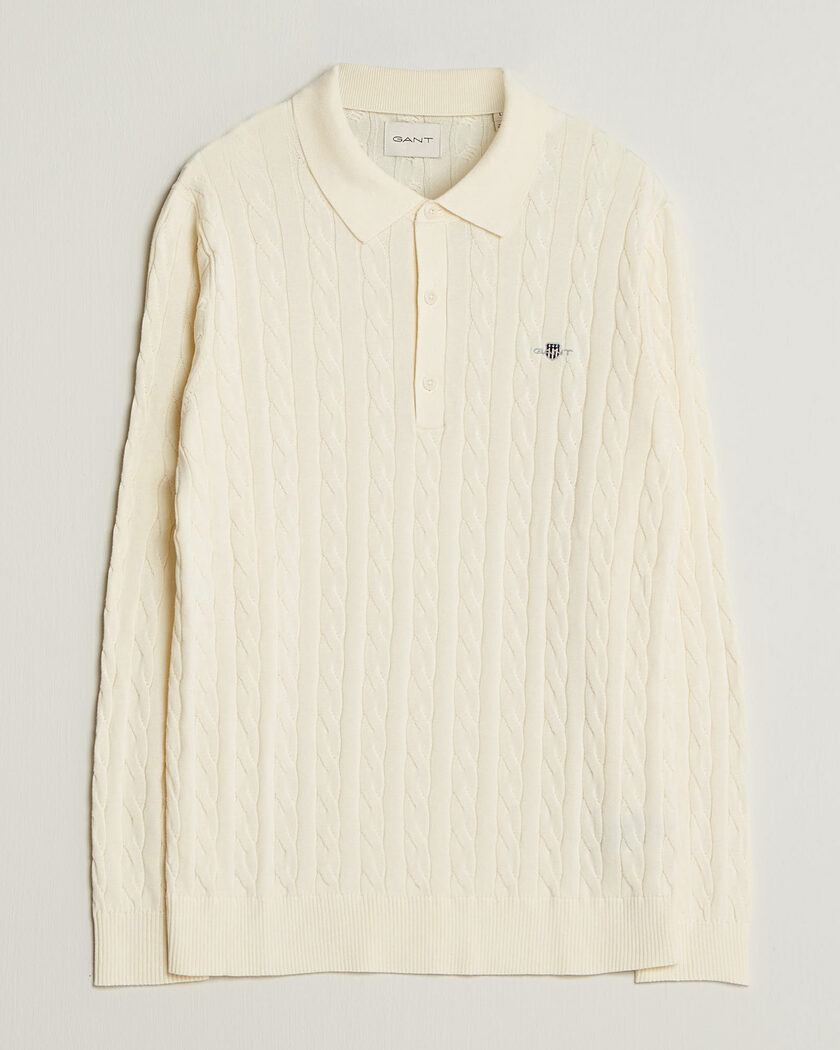 Gant Cotton Cable Polo Cream – Blanc