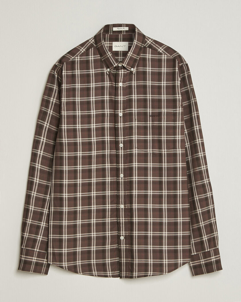 Gant Regular Fit Twill Checked Shirt Faded Taupe – Bruin