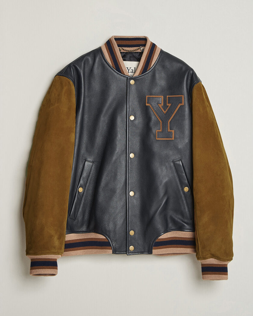 Gant YALE Suede/Leather Varsity Jacket Navy – Bleu
