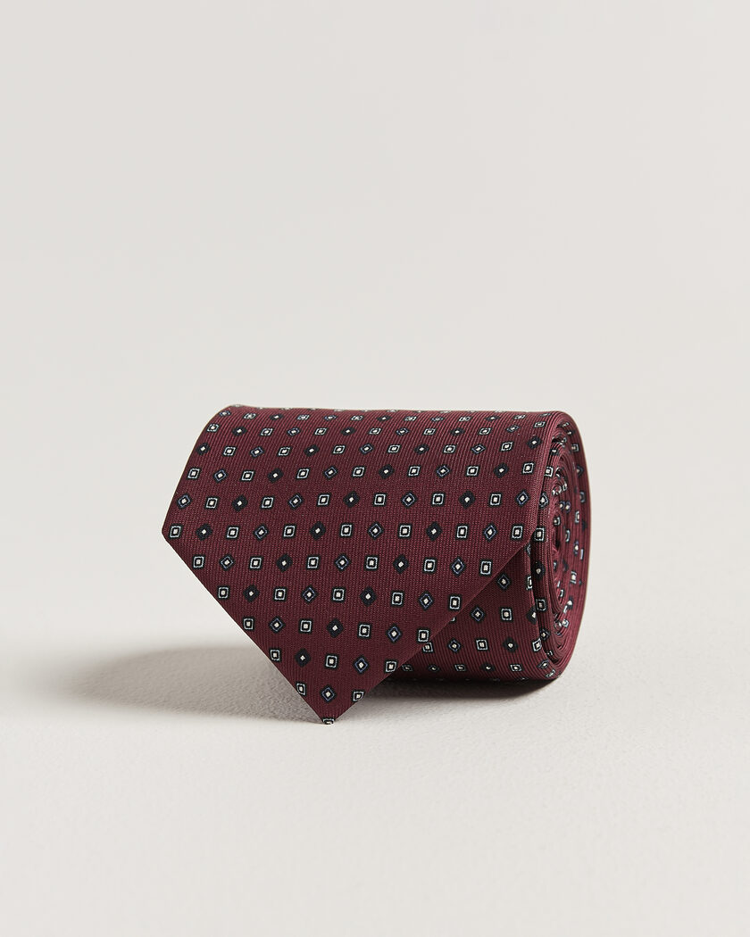 E. Marinella 3-Fold Printed Silk Tie Burgundy – Rouge