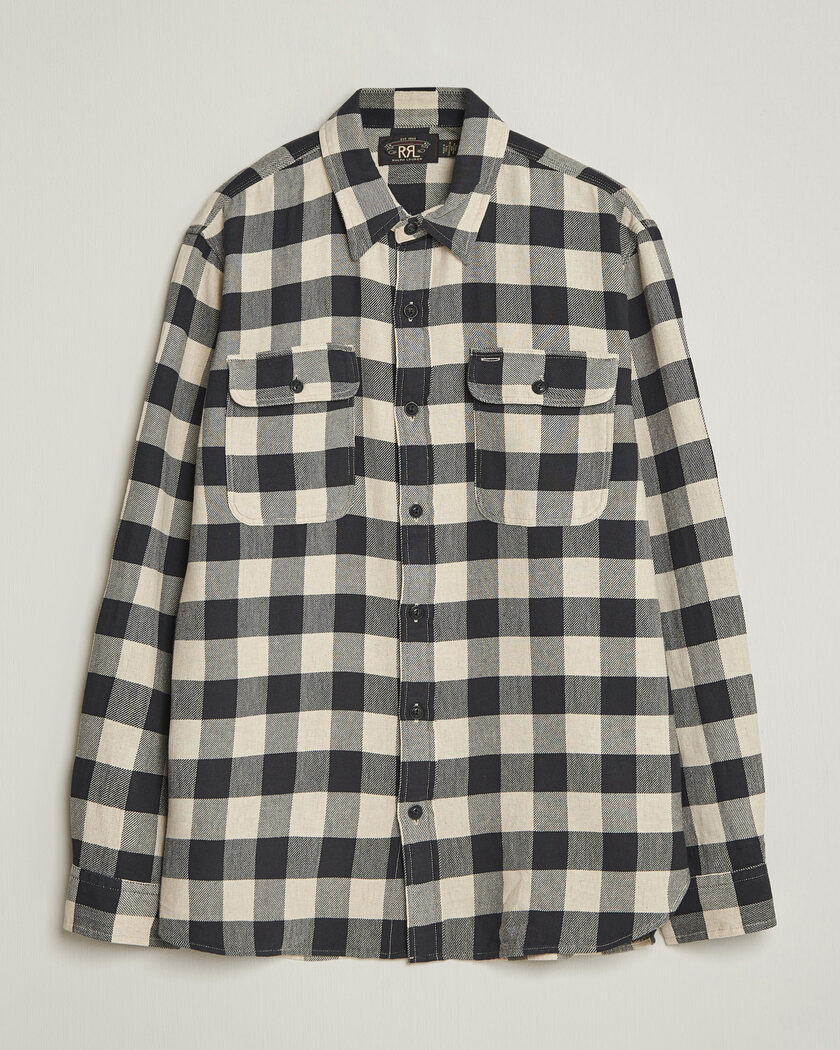 RRL Matlock Plaid Shirt Black/Cream – Zwart