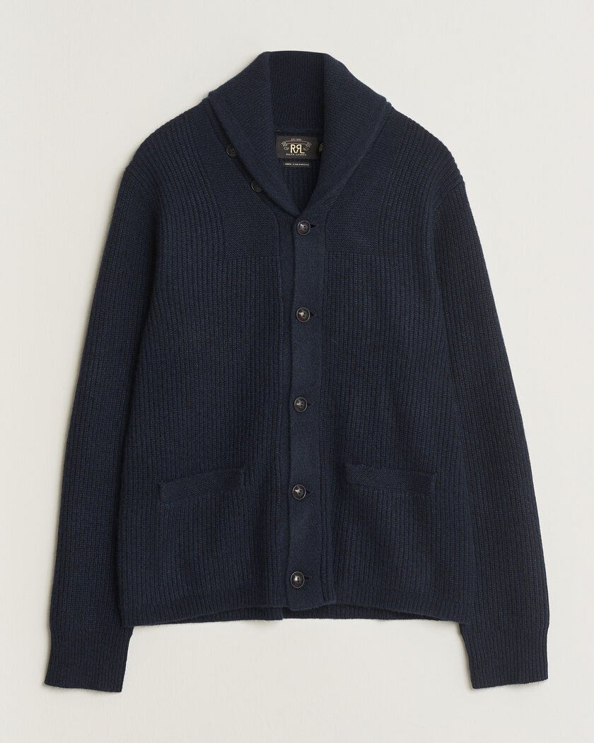 RRL Cashmere Shawl Collar Cardigan Navy – Blauw