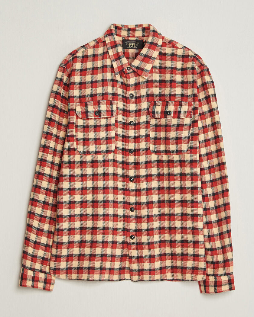 RRL Plaid Flannel Shirt Red/Cream – Rood