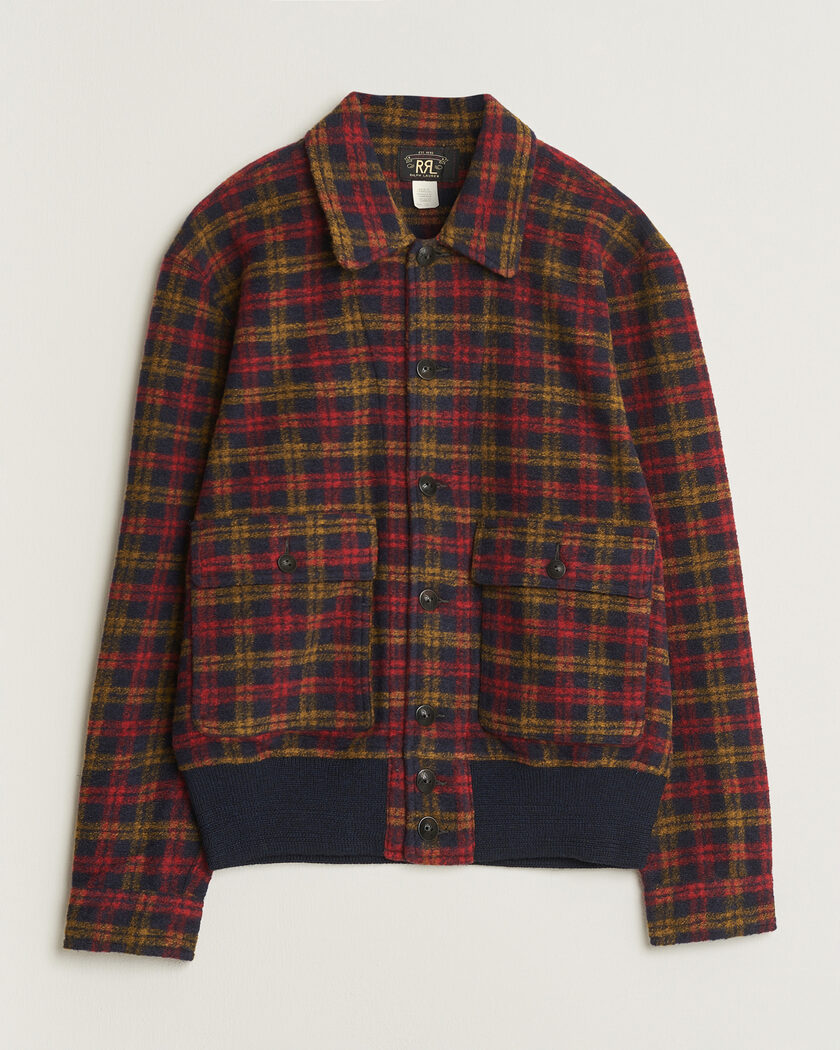 RRL Knit Bomber Jacket Red Multi – Meerkleurig