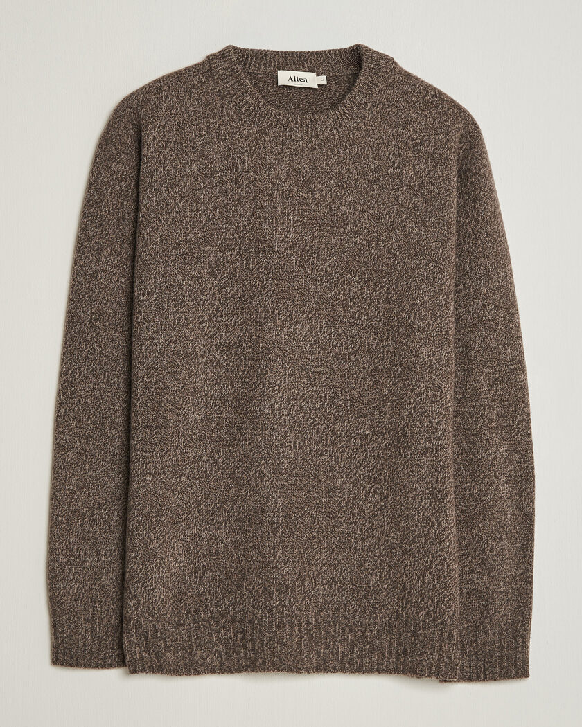 Altea Wool/Cashmere Crew Neck Pullover Brown Melange – Marron