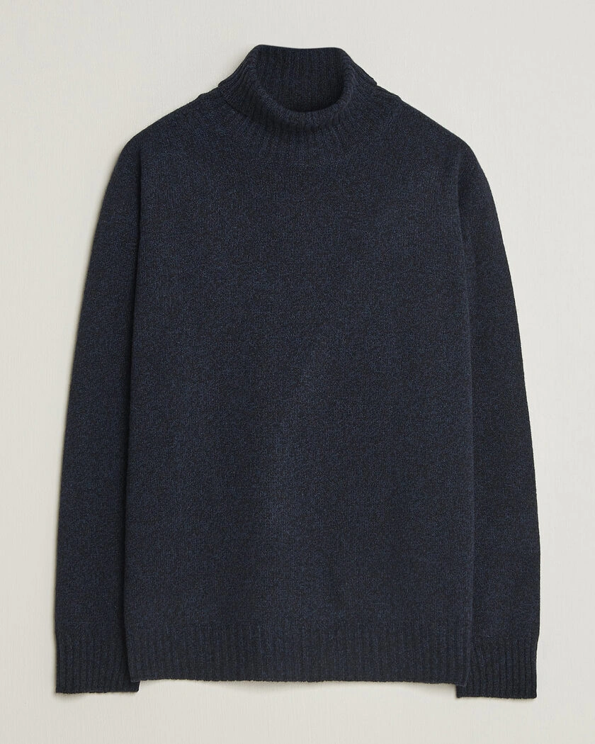 Altea Wool/Cashmere Rollneck Navy Melange – Bleu