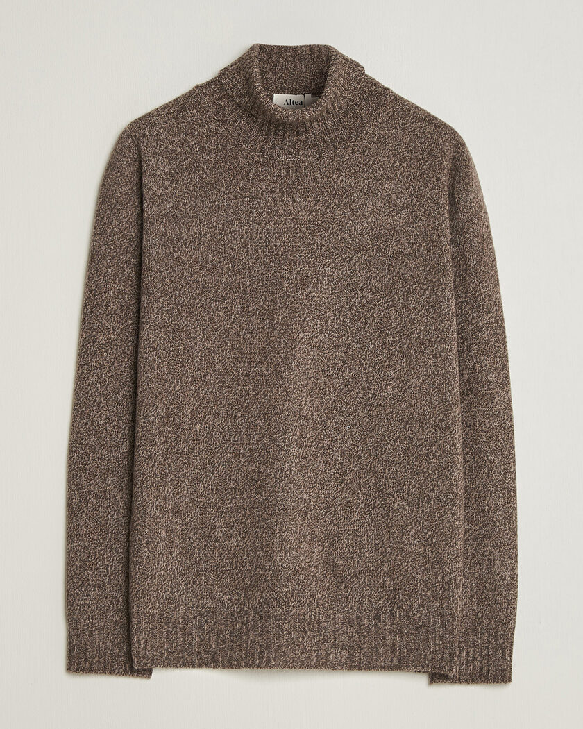 Altea Wool/Cashmere Rollneck Brown Melange – Marron