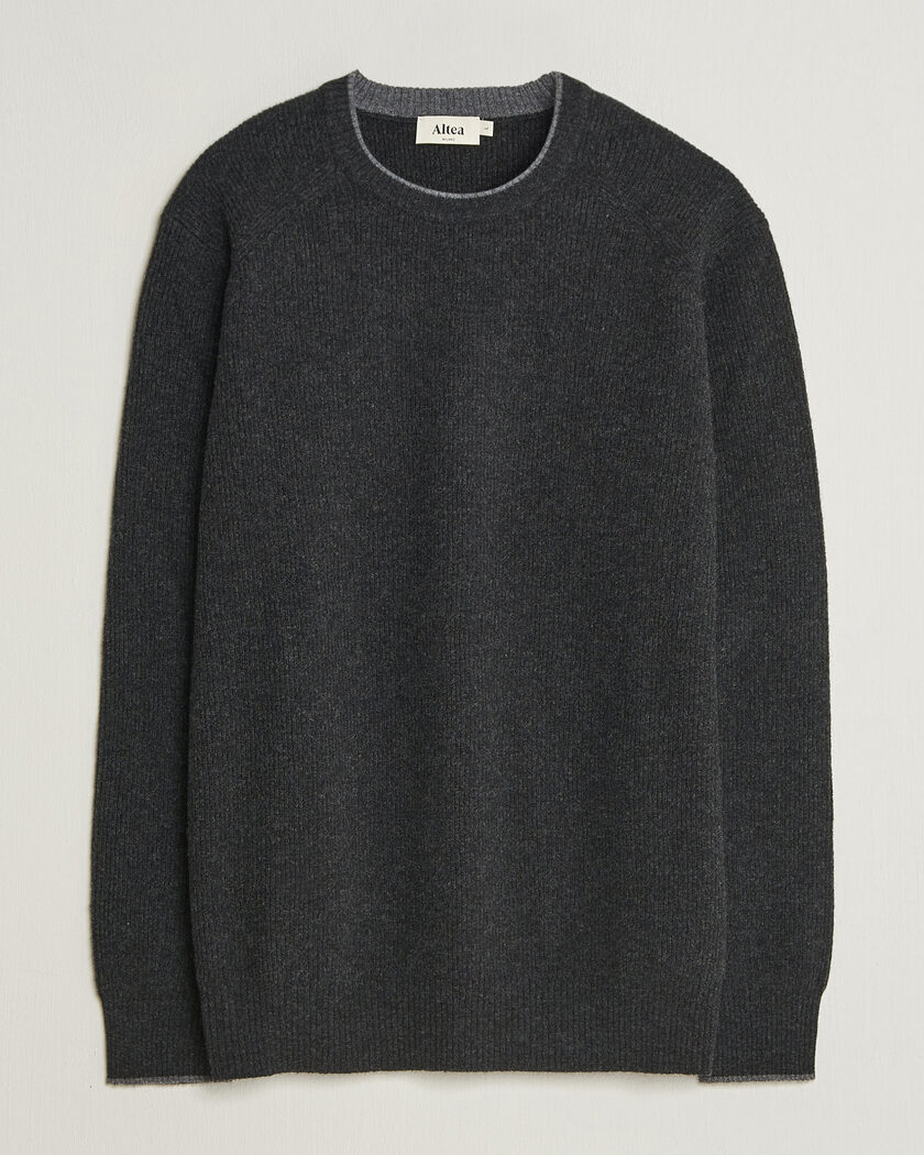 Altea Rib Wool Raglan Sweater Charcoal – Grijs
