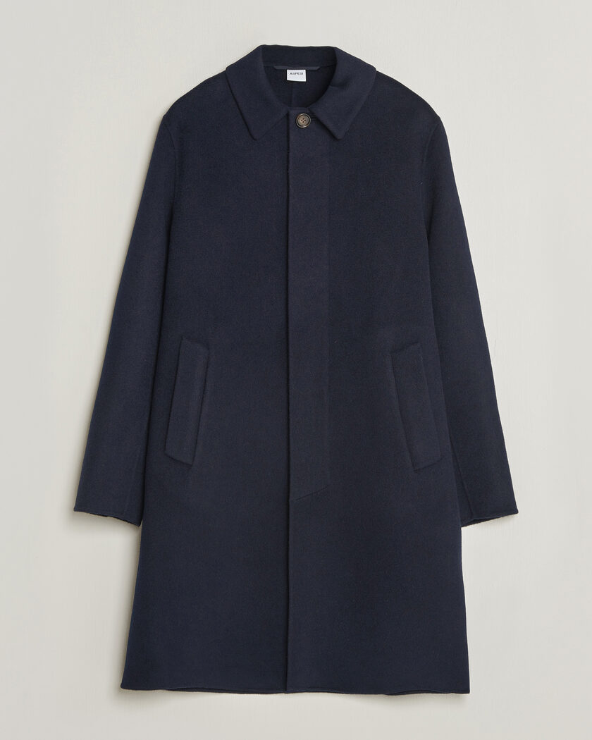 Aspesi Double Wool Coat Navy – Blauw