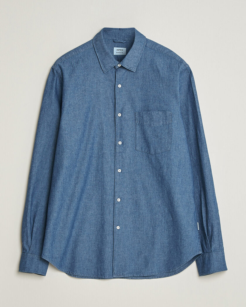 Aspesi Chambray Shirt Blue Denim – Blauw
