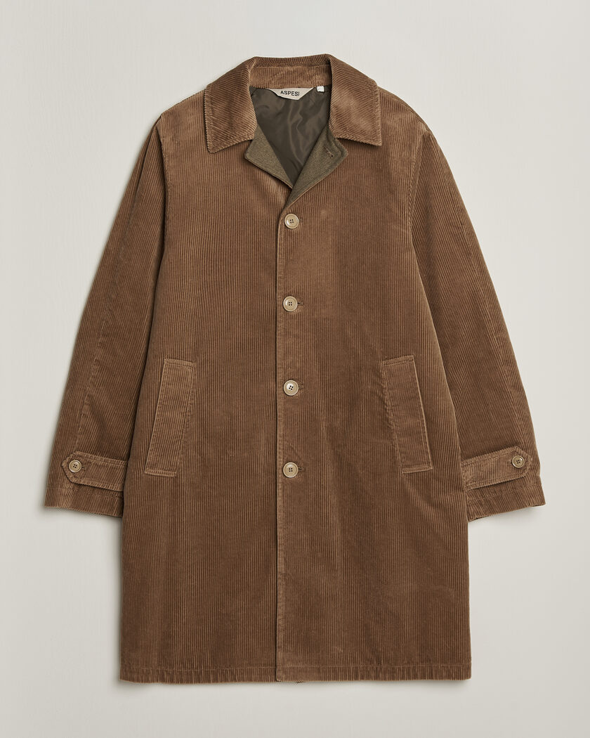 Aspesi Corduroy Raglan Coat Beige – Bruin