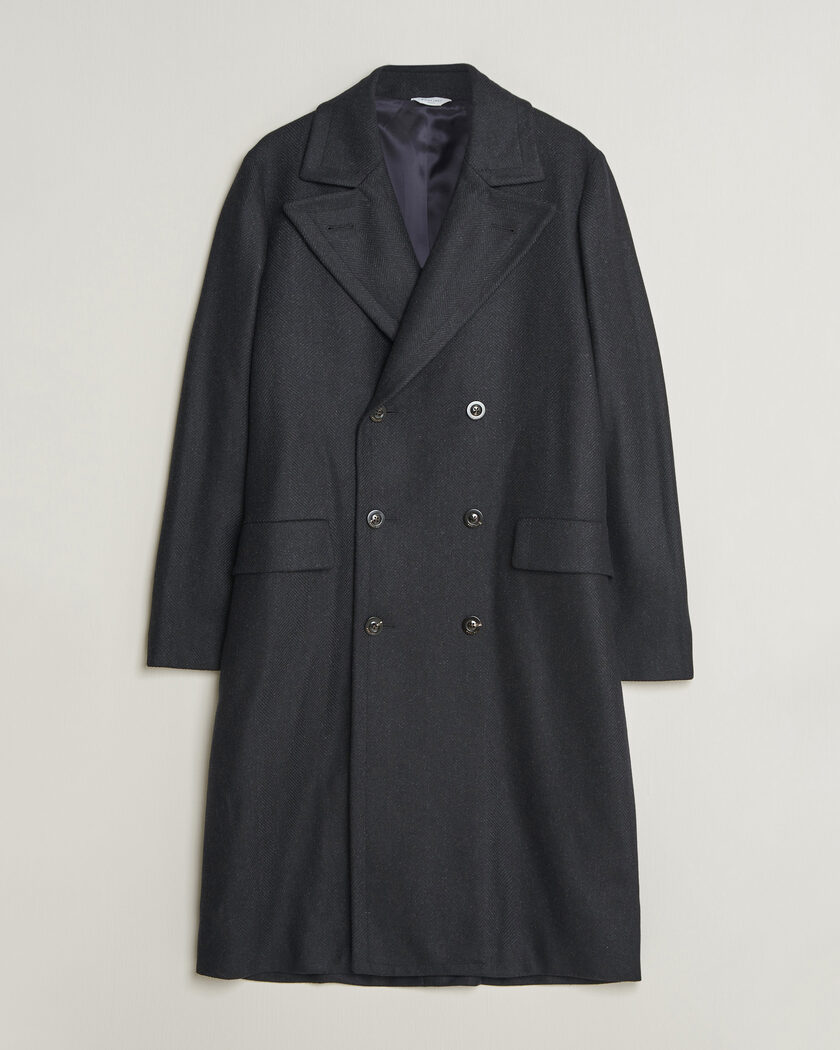 Boglioli Double Breasted Wool Coat Navy – Blauw