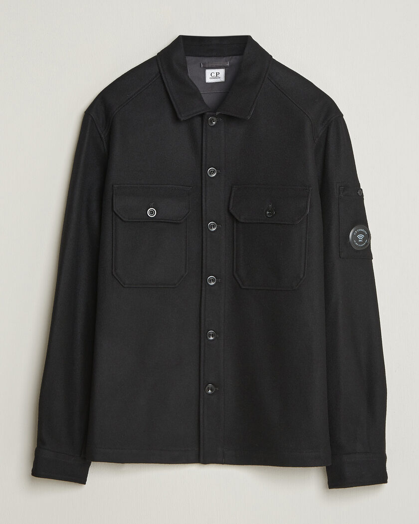 C.P. Company Felted Wool Overshirt Black – Zwart