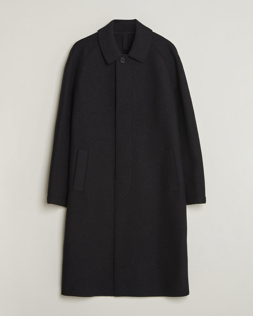 Harris Wharf London Boiled Wool Fly Front Balmacan Coat Black – Noir