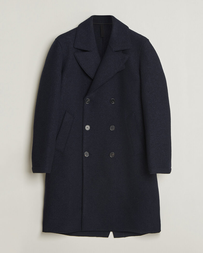 Harris Wharf London Pressed Wool Long Peacoat Navy Blue – Blauw