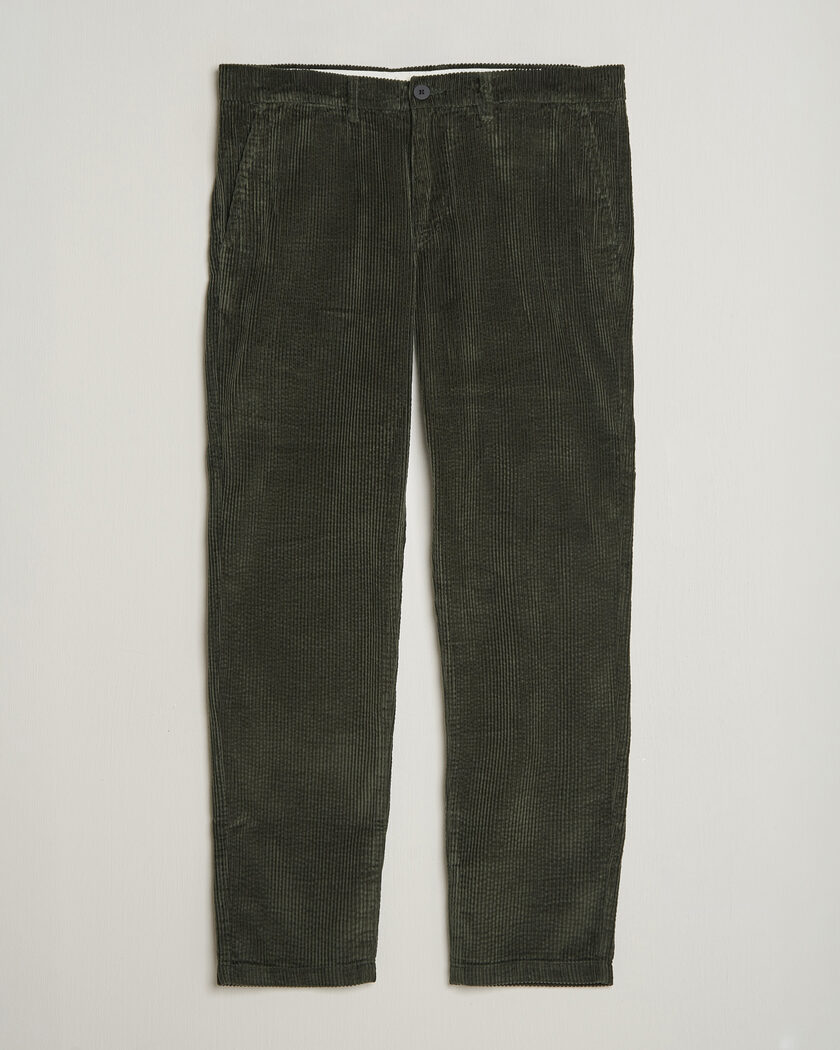 KnowledgeCotton Apparel Chuck Regular Cord Trousers Forest Night – Groen