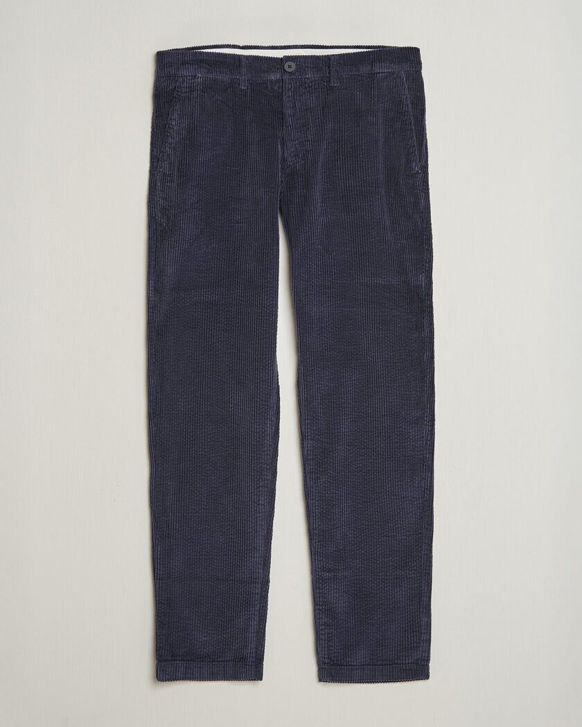 KnowledgeCotton Apparel Chuck Regular Cord Trousers Night Sky – Bleu