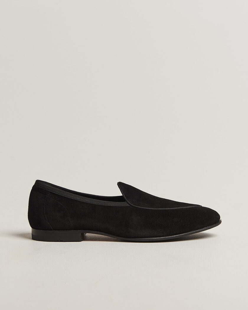 Loake 1880 Belgrave Black Suede Belgian Loafer Black – Zwart