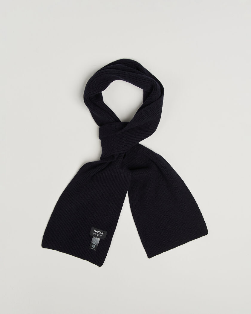 Robert Mackie Clyde Lambswool Scarf Navy – Blauw