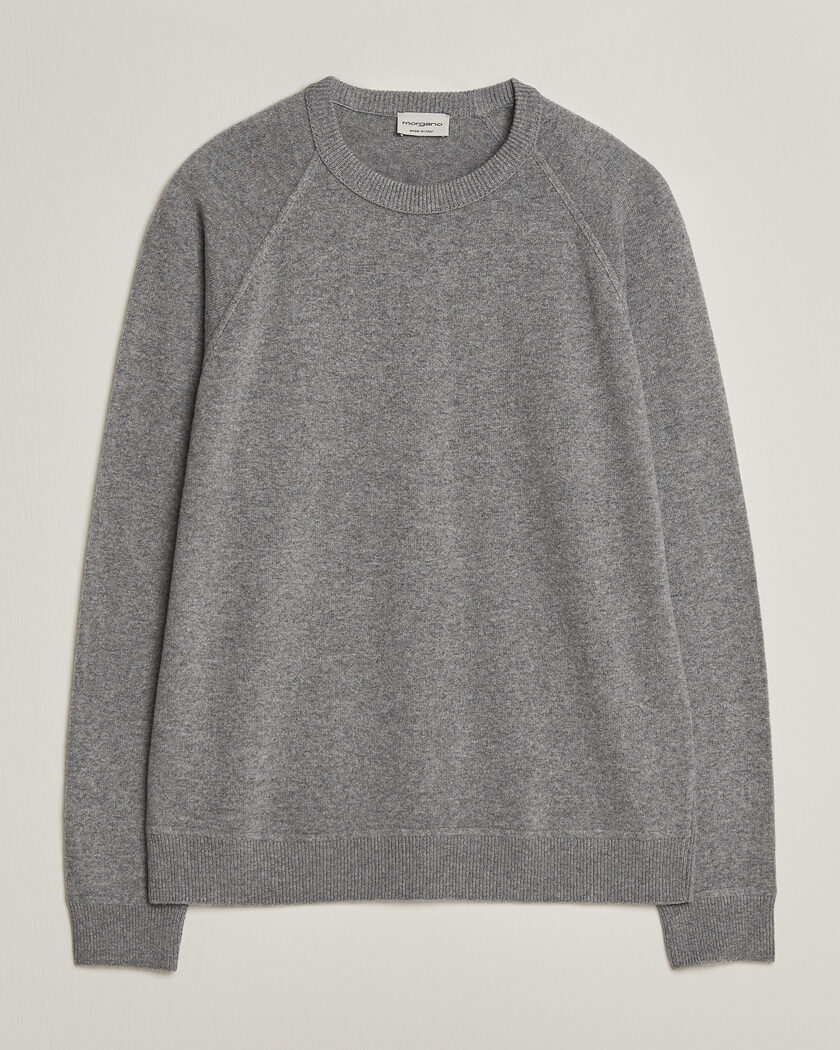 Morgano Wool/Cashmere Raglan Crew Grey – Grijs