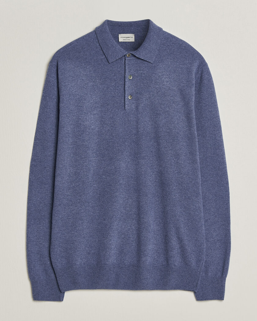 Morgano Wool/Cashmere Polo Mid Blue – Bleu