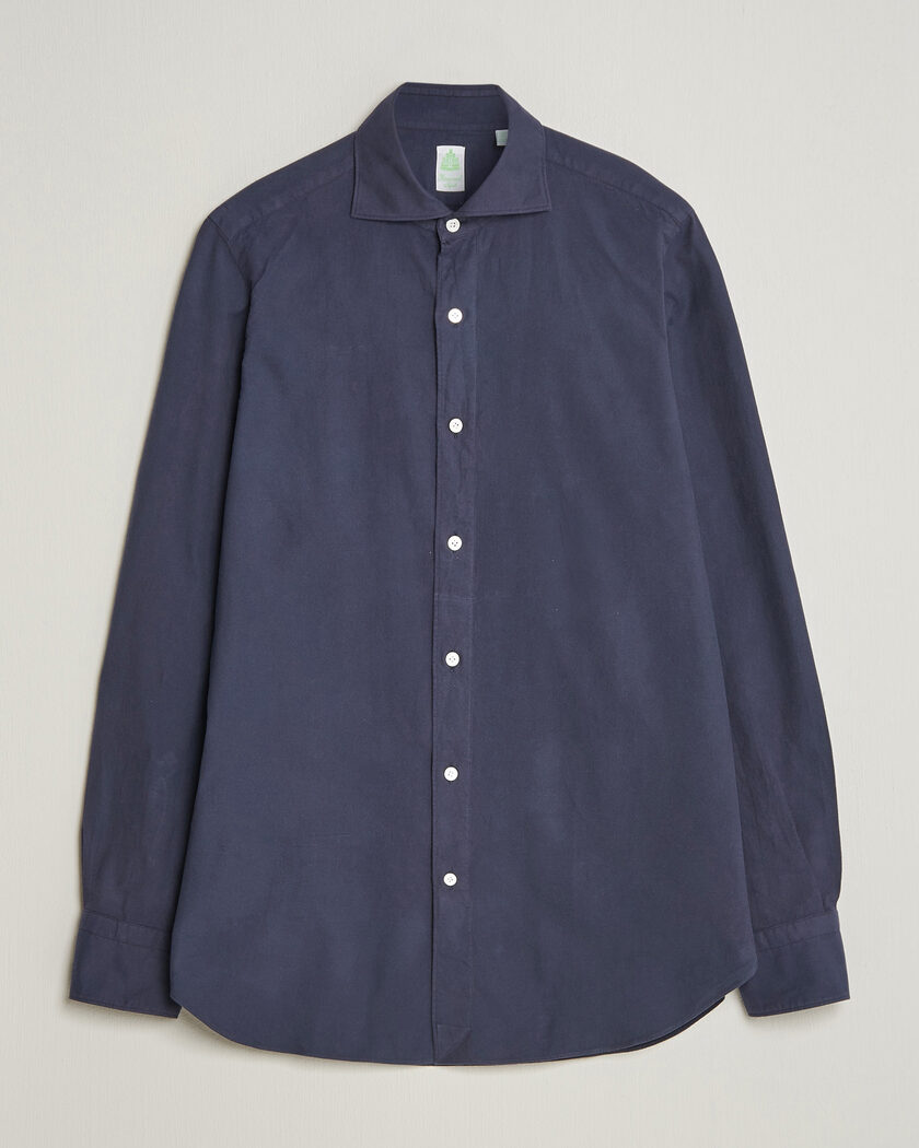 Finamore Napoli Gaeta Flannel Sport Shirt Navy – Blauw