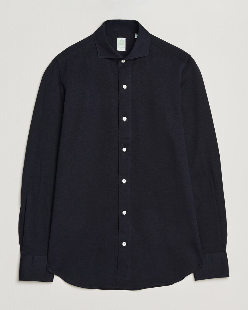 Finamore Napoli Cotton/Cashmere Jersey Shirt Navy – Blauw