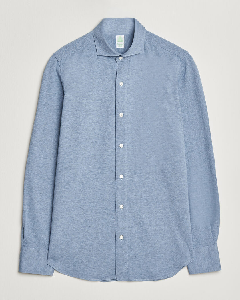 Finamore Napoli Cotton/Cashmere Jersey Shirt Light Blue – Bleu