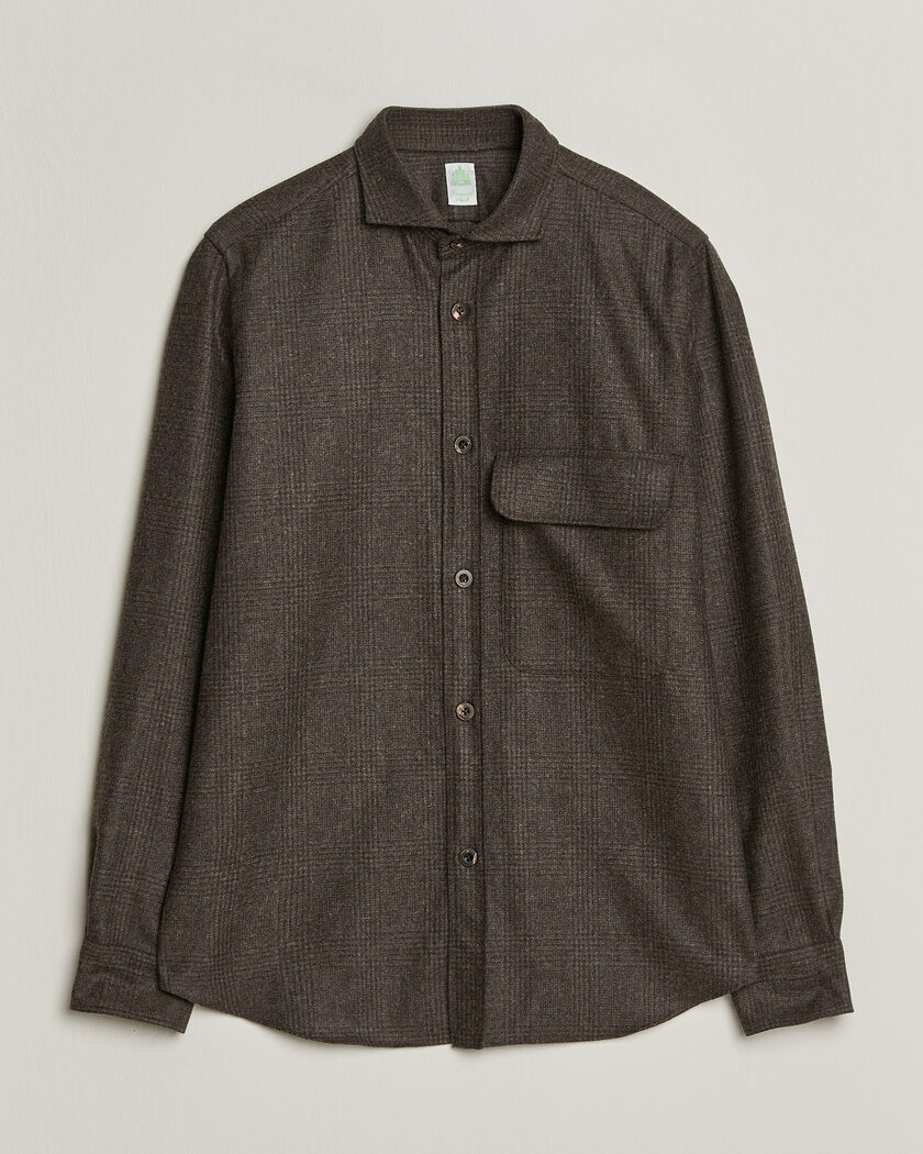 Finamore Napoli Wool Houndstooth Overshirt Dark Brown – Bruin
