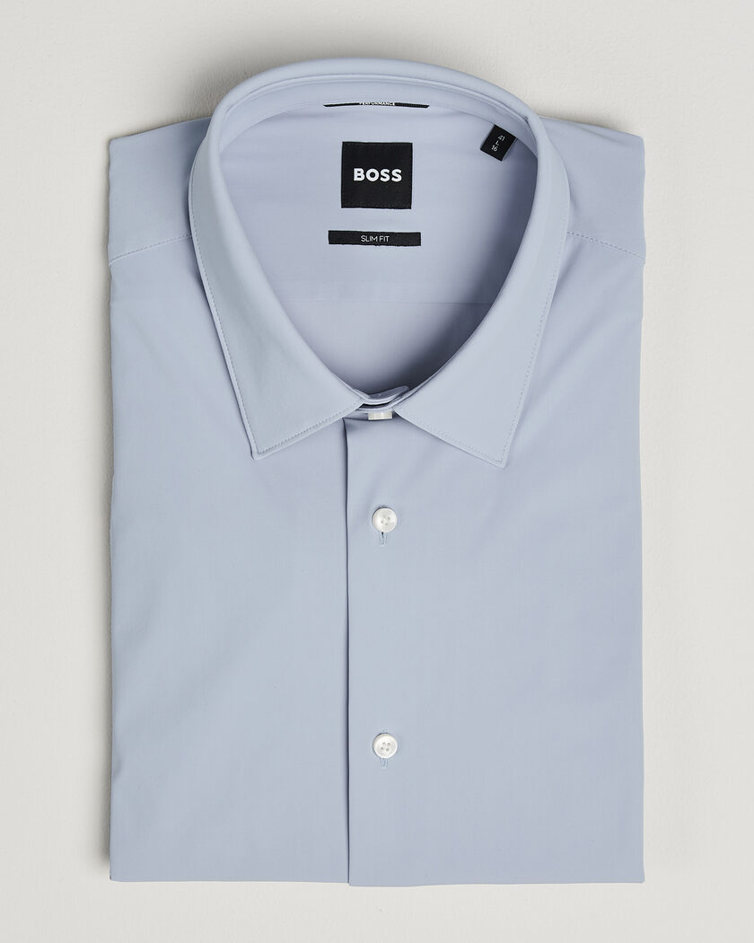 BOSS BLACK Hank 4-Way Stretch Shirt Light Blue – Blauw